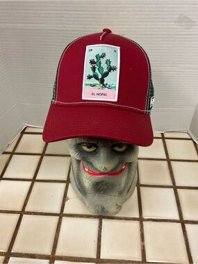 El Nopal Red Cactus Patch Trucker Hat by